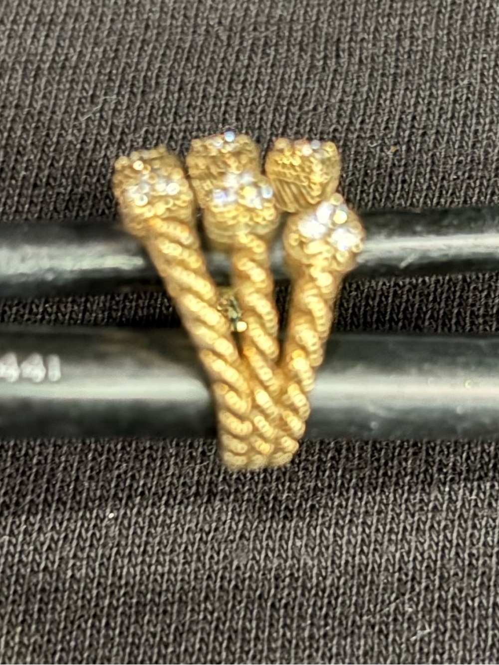 Judith Ripka Gold-Tone Multi-Cluster Crystal Open Rope Ring - Picture 5 of 9